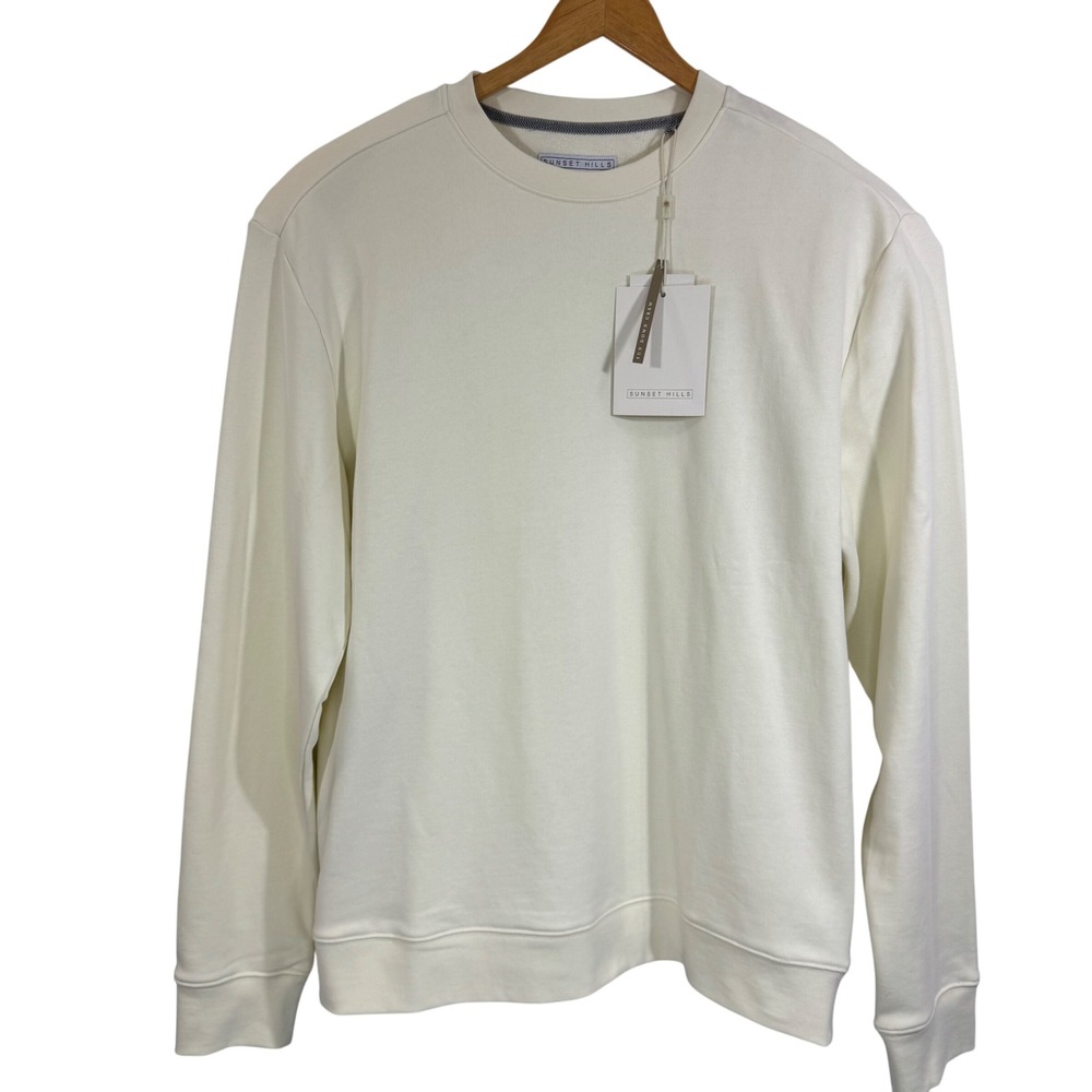 New Sunset Hills Men's Crew Neck Cream Sweatshirt Long Sleeve Casual‎ Top Size L